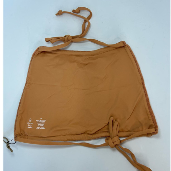 NWT Stone Fox Swim Piper Bikini Top, Sandstone Terry size XS Backless Halter - Picture 4 of 15